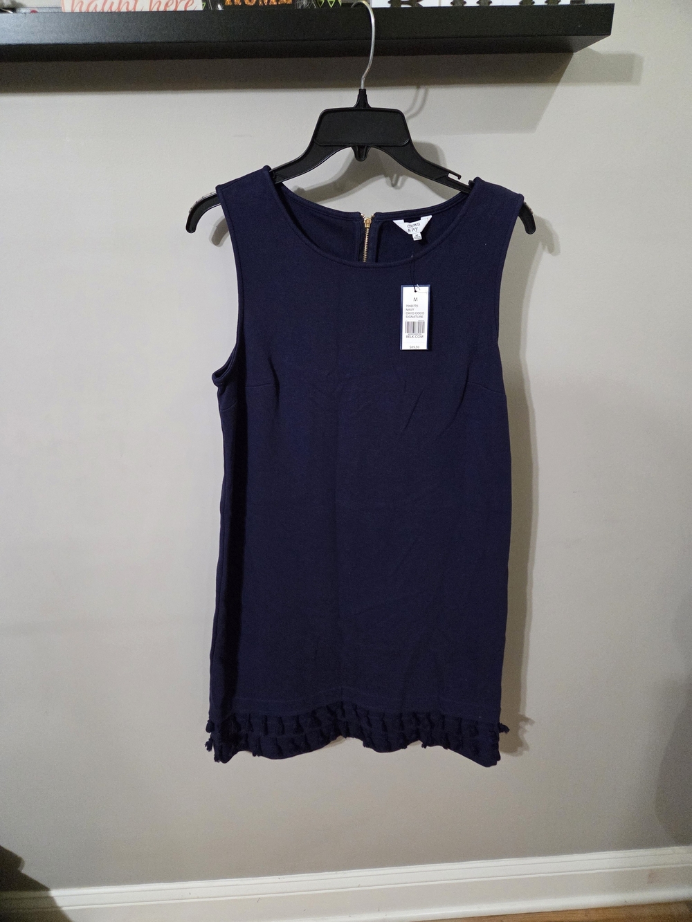 crown & ivy Navy Sleeveless Tank with Ruffle Hem